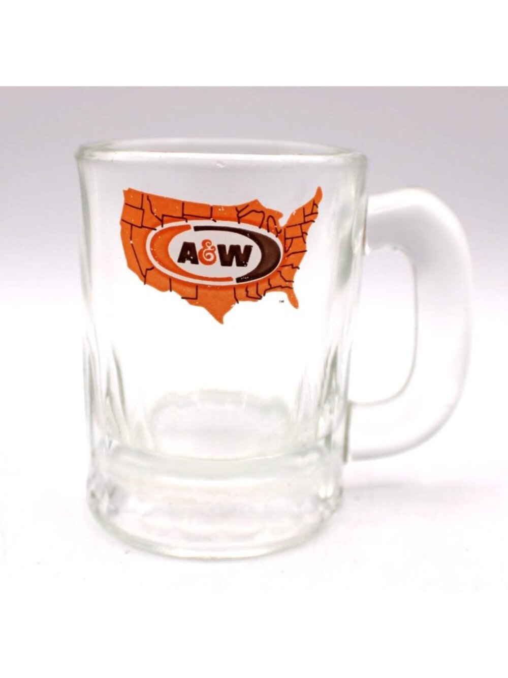 A&W Root Beer Glass Mini Mug USA Map Design Vintage Collectible Measures 3" Tall